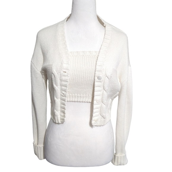 Etiquette Clothiers Jackets & Blazers - Etiquette Strapless and sweaters white crochet size S